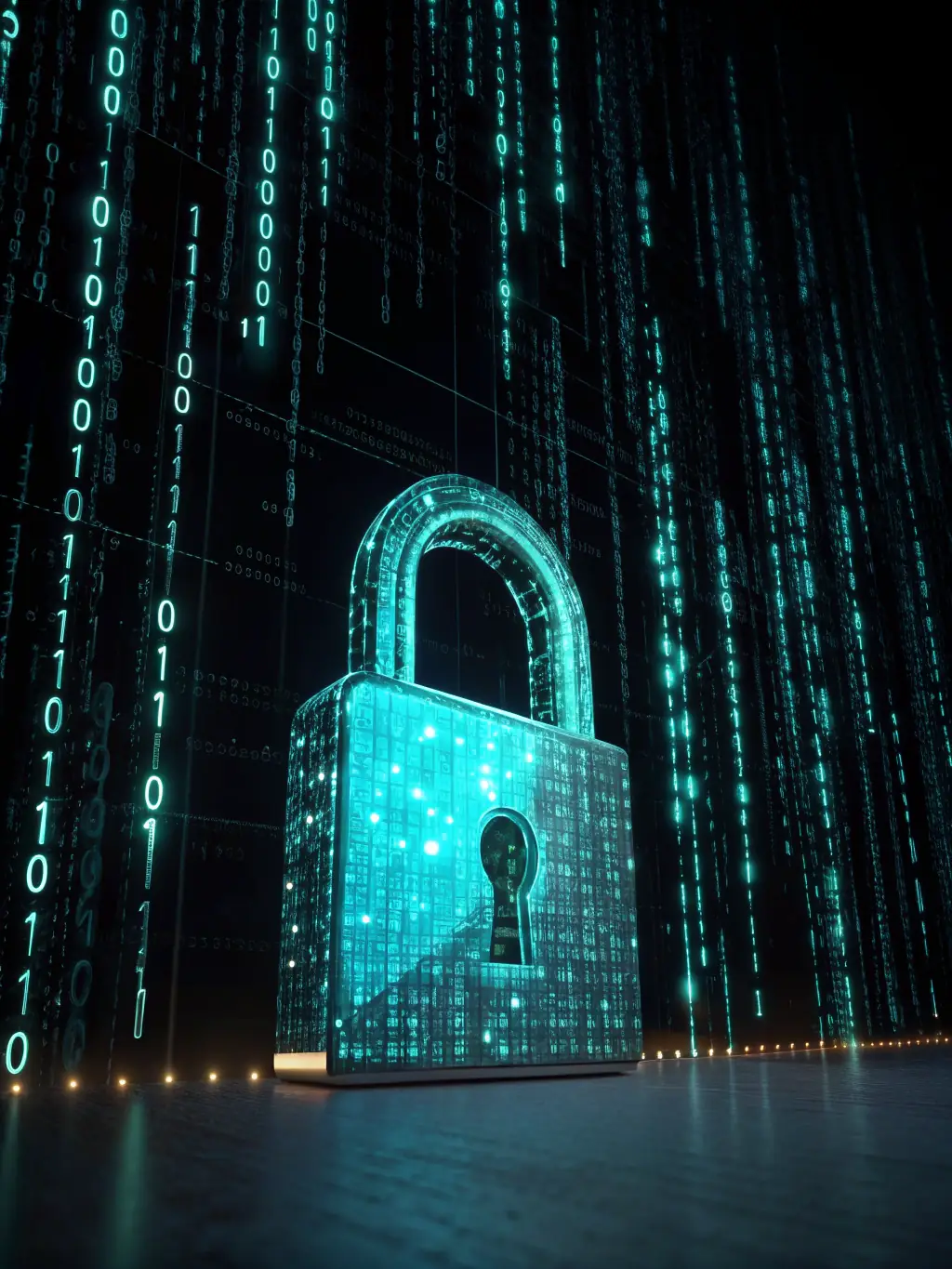 A conceptual image of data encryption, showing data flowing through a secure tunnel, protected by advanced encryption algorithms.